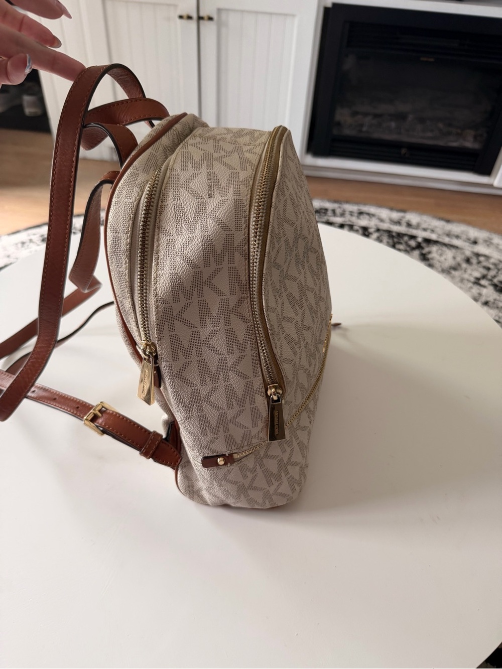 Michael Kors Cream Logo Compact Backpack with Gold Hardware - Picture 3 of 5